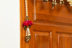 Handcrafted Red Floral Beaded Toran with Metallic Stone Work