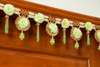 Handcrafted Mint Green Floral Pearl Toran